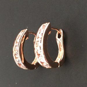 Rose gold plated crystal hoop earrings